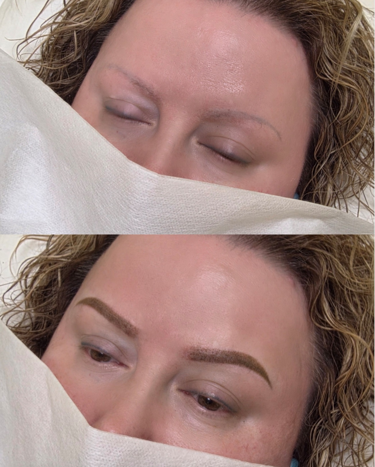 Before and after combo brows in Burnaby Microblading before and after for sparse eyebrows Natural nano brows before and after Eyebrow PMU transformation in Burnaby BC Combination brows healed result